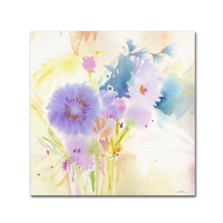 Sheila Golden 'Mixed Blue Bouquet' Canvas Art,18x18